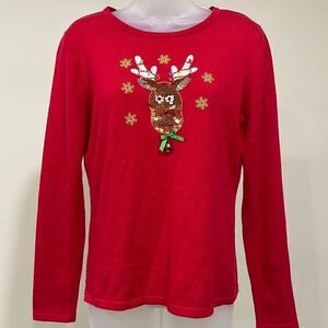 K.B. Collections Reindeer blouse.  Size S.  4/6